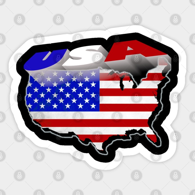 USA 3D Map Flag Sticker by KZK101